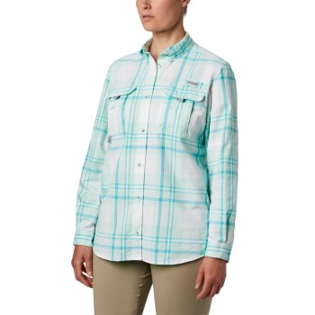 Columbia Overhemd Dames, PFG Super Bahama Long Sleeve LichtMintgroen, 85CQHUTBE